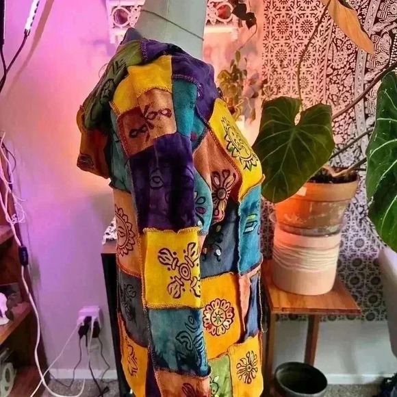 Rising international hippie patchwork zip-up hoodie size small - Picture 4 of 5